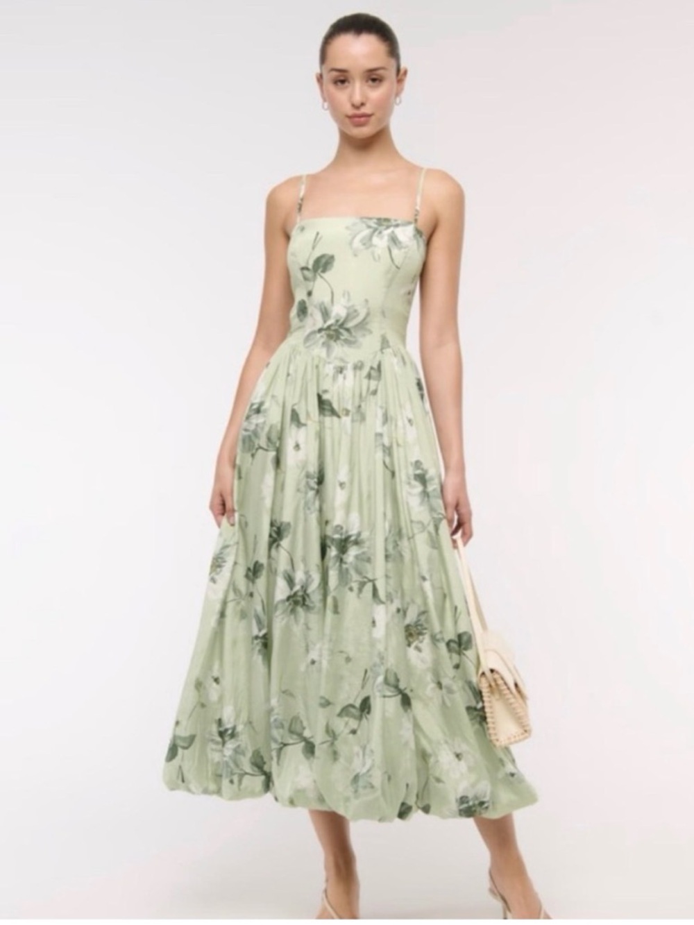 Abercrombie dipped waist bubble hem dress green Small